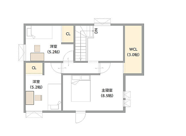 【【建築プラン例】】建物面積：106.01m2
建物価格：2270万円(税込)
※杭工事、分水工事、諸費用別途
※設計プランの参考一例であって、当該プランの採用可否は任意です。