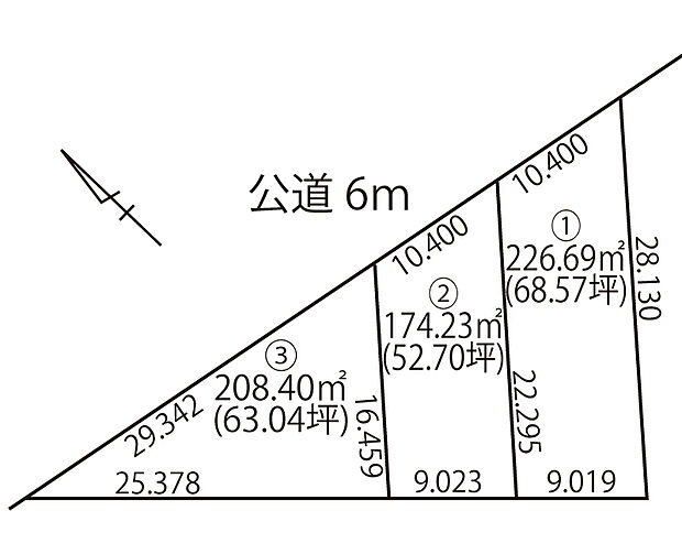 幅員約6mの公道に面し採光・通風を確保しやすい区画です。
