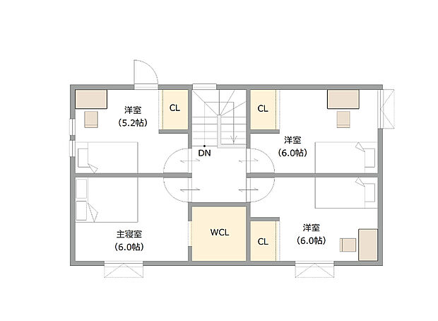 【【建築プラン例】】建物面積:106.00m2
建物価格:2270万円(税込)
※杭、分水工事、諸費用を除く。
※設計プランの参考一例であって、当該プランの採用可否は任意です。