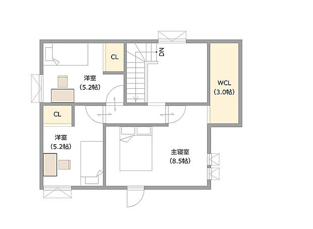 【【建築プラン例】】建物面積:106.01m2
建物代金:2400万円(税込)
※杭工事、分水工事、諸費用別途
※設計プランの参考一例であって、当該プランの採用可否は任意です。