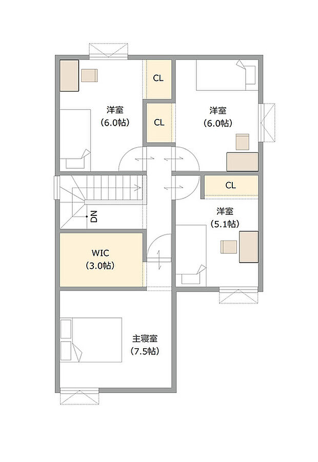 【【建築プラン例】】建築面積：115.94m2
建物価格：2482万円（税込）
※杭工事、分水工事、諸費用別途
※設計プランの参考一例であって、当該プランの採用可否は任意です。