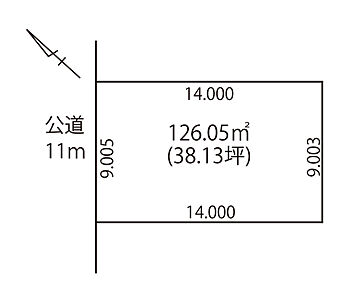 土地面積は約38坪。広い間口と整った敷地形状が魅力の整形地です。お住まいのプランニングがしやすいですね。 
