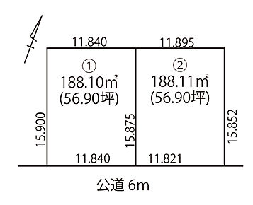 ゆとりのある整形地は様々な間取りに対応可能！夢が広がりますね。 