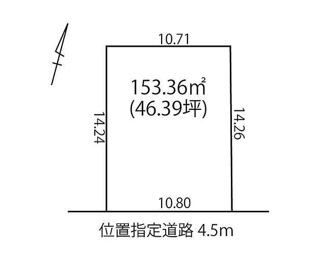 【区画図】
設計の自由度が高まる間口の広い整形地です。採光や通風を確保しやすく、お庭やカースペースも広く取ることができます。