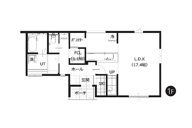 【3LDK】玄関や水回りにも収納があり使い勝手良好。パントリーとFCLは通り抜けができ、キッチンから水回りへ移動することでもできます。