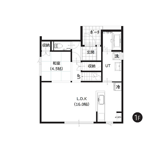 【4LDK】ご家族で寛ぐLDKは約16帖。和室の引き戸を開放することで、約20.5帖の大空間としても利用できます。