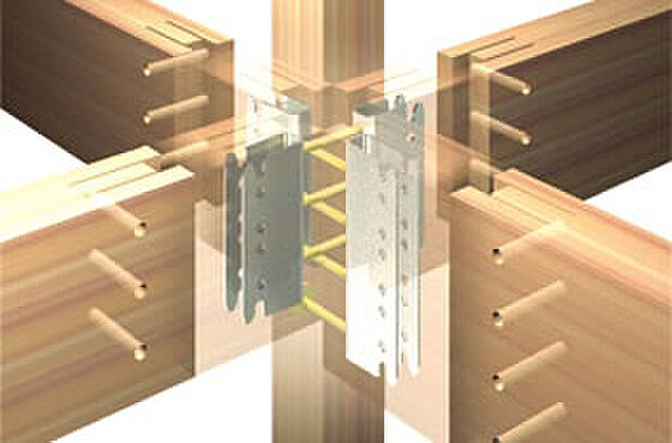 【ベタ基礎工法・建物を支える接合金具】木造軸組工法とパネル工法の利点を合わせ持つ耐久性に優れたモノコック構造の住まい。基礎の立ち上がり部分のコンクリート幅は基準法上の120mmを上回る160mmを採用。建築基準法の1.5倍の耐震設計で、耐震性能の最高等級である「耐震等級3」相当の施工を実施しております。