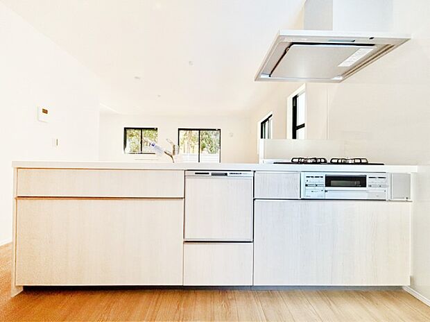 【キッチン】食洗機・浄水器・3ツ口コンロなどデザイン性も機能性も兼ね備えたシステムキッチン!