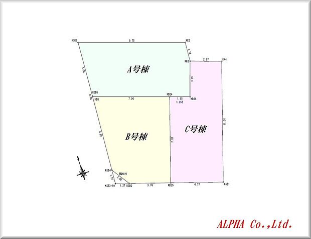 【◆全体区画図】全体区画図になります。3棟共に道路に面したお土地になります。資産性も兼ね備えた魅力のお家になります。