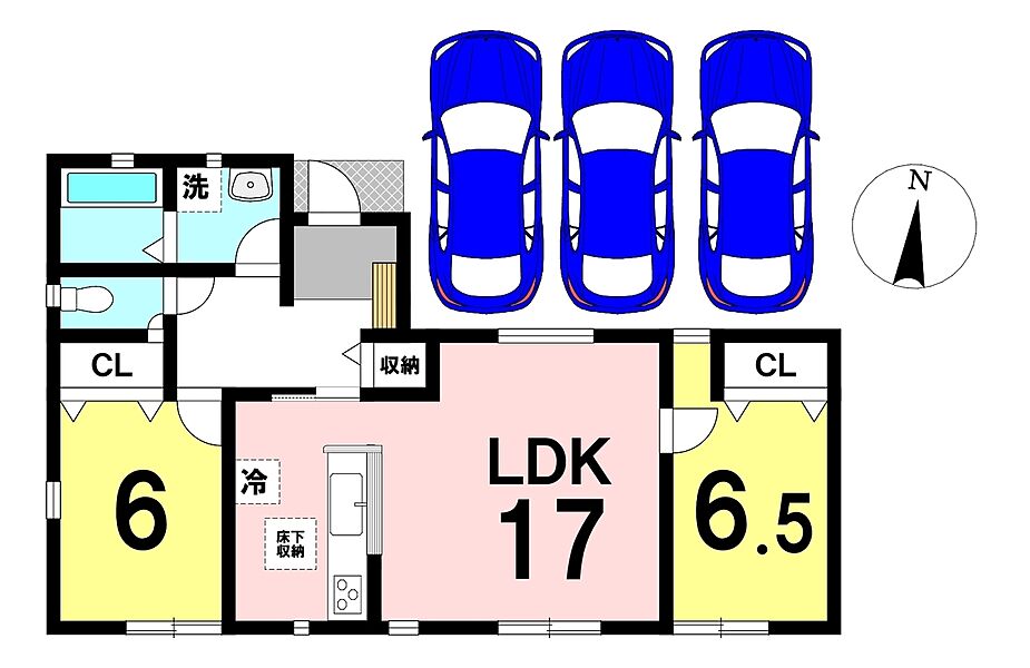 2LDKの間取り
駐車3台可能