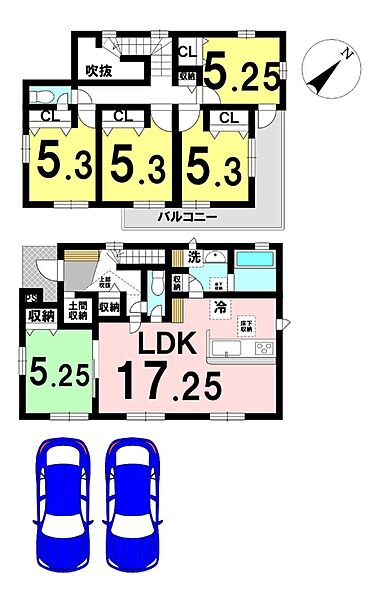 5LDKの間取り
駐車2台可能