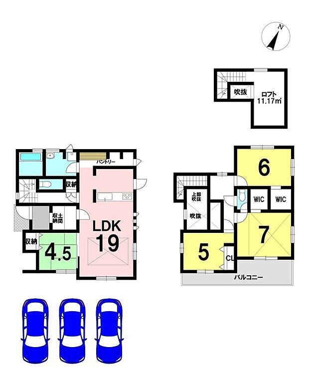 【4LDK】4LDKの間取り
駐車4台可能
