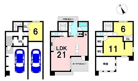 3LDKの間取り
駐車2台可能 