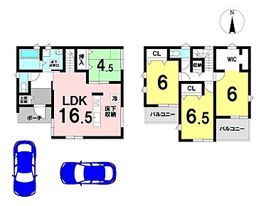 4LDKの間取り
駐車2台可能 