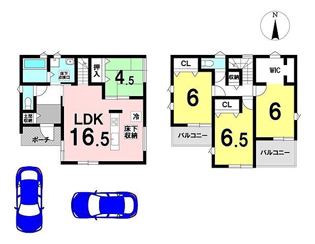 【4LDK】4LDKの間取り
駐車2台可能