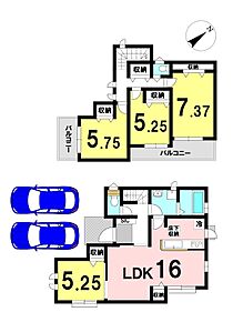 4LDKの間取り
駐車2台可能 