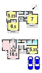 4LDKの間取り
駐車2台可能 