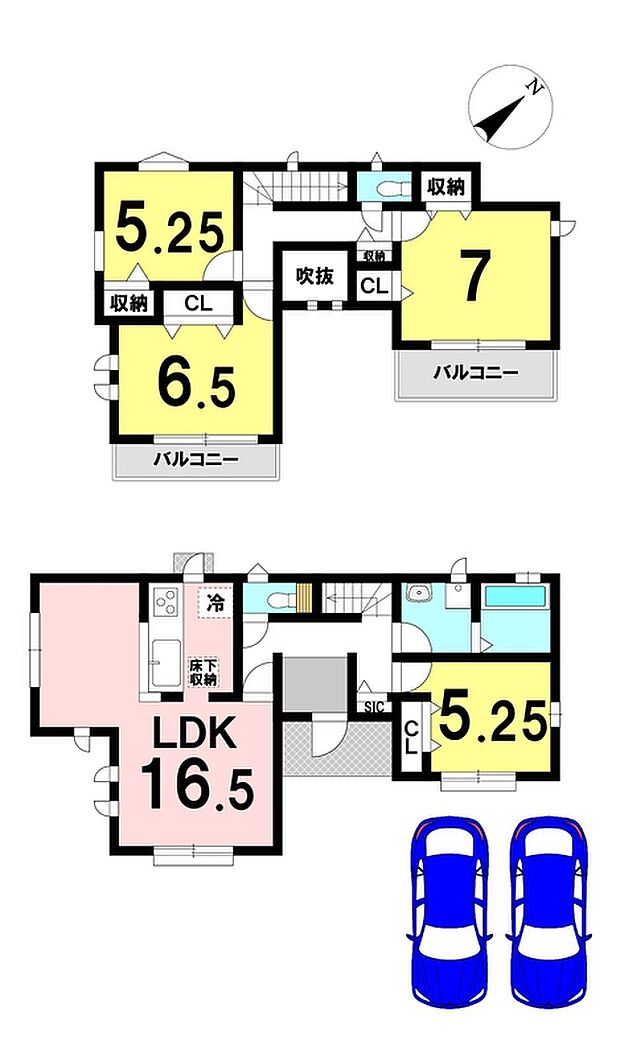 【4LDK】4LDKの間取り
駐車2台可能
