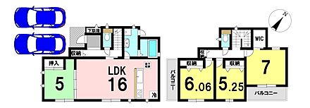 4LDKの間取り
駐車2台可能 