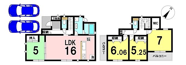 【4LDK】4LDKの間取り
駐車2台可能