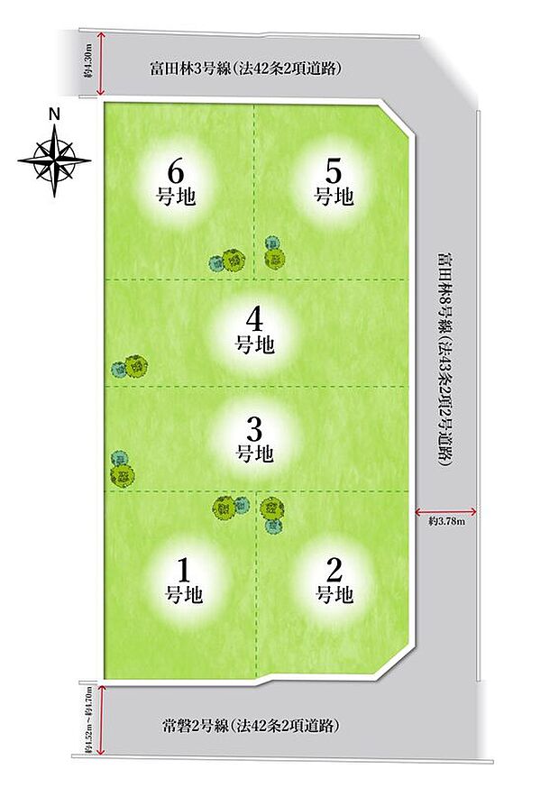 【全体区画図】
敷地面積は30坪以上！自由設計対応区画もございます。詳細はお気軽にお問い合わせください。
