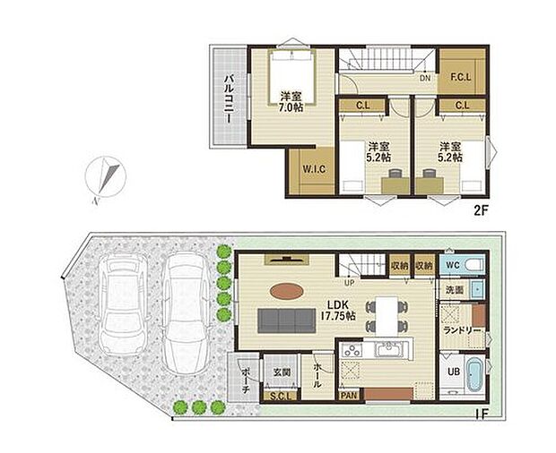 【1号地・参考プラン】
FCLやWICなど、収納豊富なプランです♪
◆3LDK、土地価格1846万7000円、土地面積99.50m2、建物価格1851万3000円、建物面積92.73m2