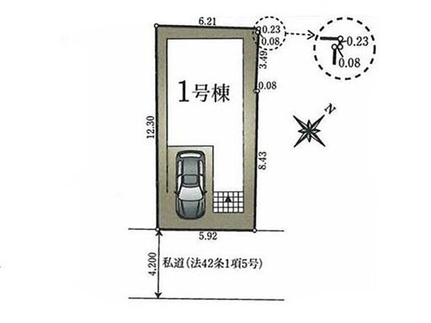 【区画図】
周辺は閑静な住宅街♪
前面道路が南側に面しているので遮る建物がなく、日当たり良好です。