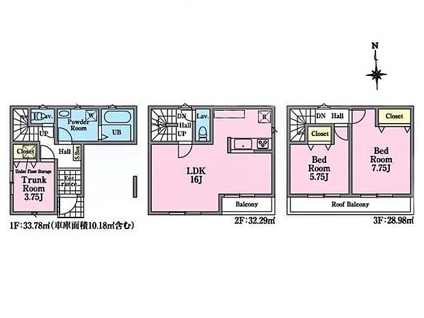 (1号棟)、価格2980万円、2LDK+S、土地面積56.41m2、建物面積95.05m2