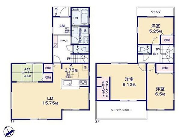 （13号棟）、3LDK、土地面積120.09m2、建物面積102.87m2