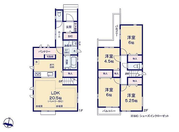 (１号棟)、4LDK、土地面積101.6m2、建物面積100.61m2