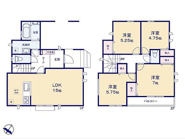 (A号棟)、4LDK、土地面積91.94m2、建物面積101.43m2