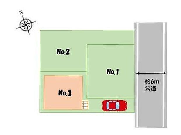 【【区画図】】前面道路が約6ｍあるので、車庫入れが苦手な方でも焦らず安心して入れられます♪