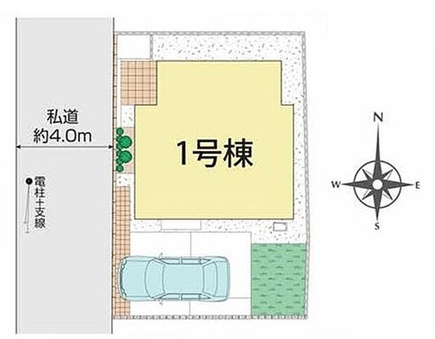 【全体区画図】車通りの少ない前面道路　小さなお子様がいても安心です。
小中学校やお買物施設も近く利便性の高いお住まいです◎