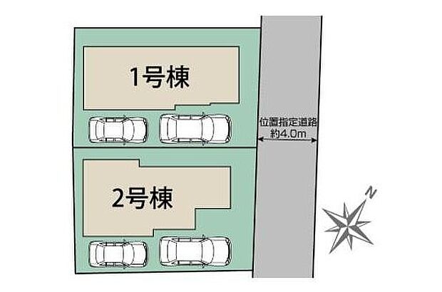 【全体区画図】落ち着いた住環境で心安らぐ低層住宅地。周辺に高い建物が無く、空が広く大きく感じられます。前面道路は住人以外の車の進入も少なく、小さなお子様を持つご家庭にも安心です♪
