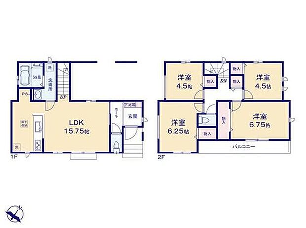 【4LDK】リビングイン階段設置の優しい雰囲気の漂うLDKは明るさと温かみのある家族団らんのスペース♪
対面式キッチンですので、お食事の準備をしながらご家族との会話を楽しめます。