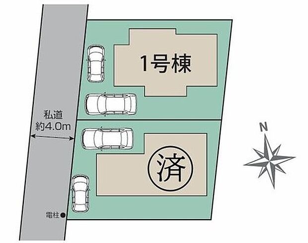 【区画図】カースペース2台完備♪
来客用や自転車を停めるのにも困りません♪