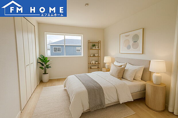 ■内装写真■
各部屋にクローゼット付き。
ベッドを置いてもスペースが確保できます。
※インテリアはCG加工で合成したイメージです。