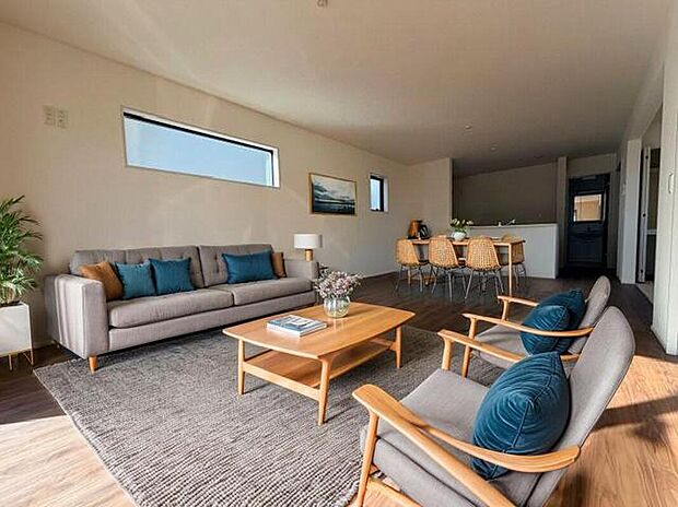 3号棟のリビングダイニングに家具を配置したイメージ画像です
※本画像はCGで作成しており、実際に現地に 家具は置かれておりません。また、価格に 家具は含まれておりません。