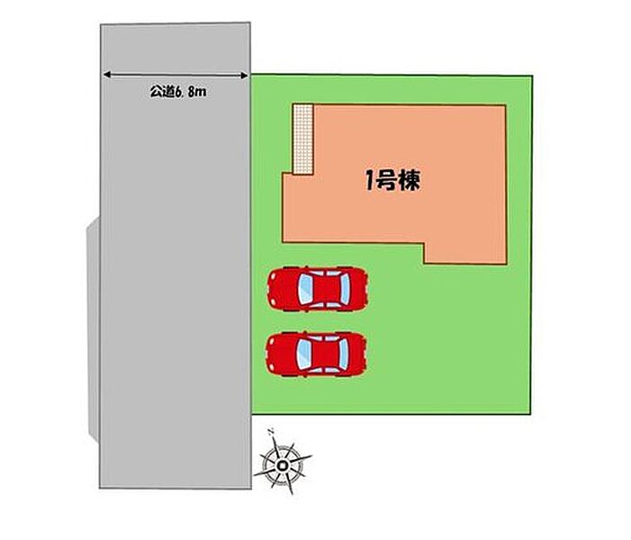 ≪全体区画図≫
駐車２台可能（車種による）！
急な来客時や、ご家族の自転車スペースとしても大活躍♪