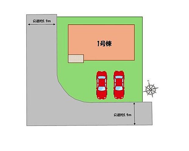 ≪全体区画図≫
駐車2台可能(車種による)!
急な来客時や、ご家族の自転車スペースとしても大活躍♪
