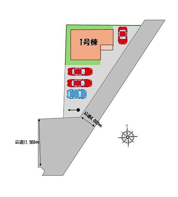 ≪全体区画図≫
駐車4台可能(車種による)!
急な来客時や、ご家族の自転車スペースとしても大活躍♪