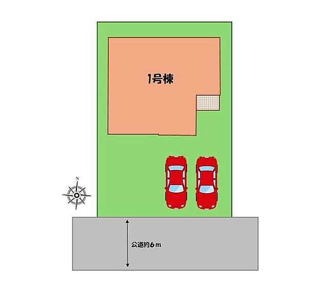 ≪全体区画図≫
駐車2台可能(車種による)!
急な来客時や、ご家族の自転車スペースとしても大活躍♪