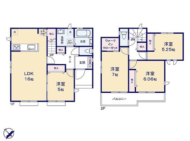 【4LDK】玄関からリビングを通らずにお風呂に行けます。泥だらけになって遊んでくるお子さん、ジョギングから帰ってきたお父さん、散歩をしてきたワンちゃん、お風呂に直行してリビングを汚すことはありません!