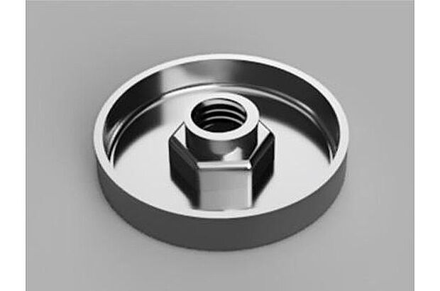 【木材のずれを抑える「せん断力負担腰掛座金」】座金は住宅の土台等の接合部に最も用いられる部品です。 一般的なめり込み防止の役割のほかに、座金の端部を立ち上げ木材に接触させることで木材のずれを抑える効果を付加し、住宅の構造性能を向上させました。