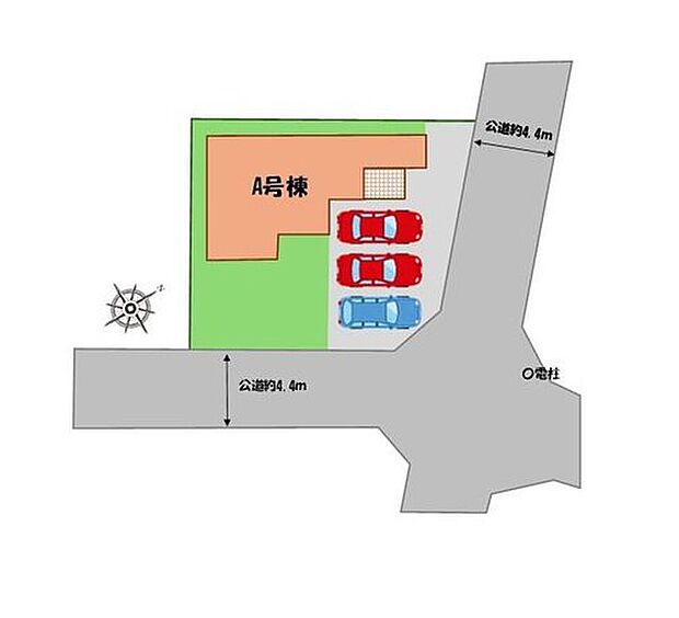 【≪全体区画図≫】駐車3台可能!(車種による)
空いたスペースには、花や緑で彩るガーデニングもオススメです♪