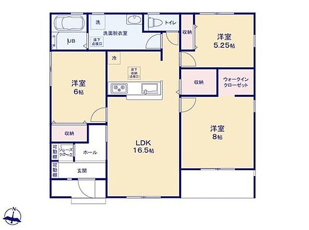 【3LDK】平屋は上下の移動がないので生活動線も効率的で、自然と家族が集まりコミュニケーションがとりやすくなります！常に家族の気配を感じながら生活することができるので安心ですね！