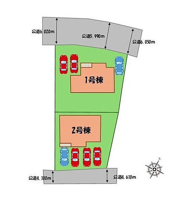 【≪全体区画図≫】駐車３～４台可能（車種による）！
急な来客時や、ご家族の自転車スペースとしても大活躍♪
