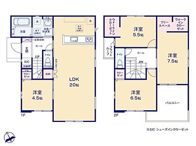 ２階７.５帖洋室のウォークインクローゼットの隣がフリースペースになっております！収納以外にも、姿見を置けば、明日のお出掛けのお洋服を選ぶためのファッションショーが開けますね♪ 
