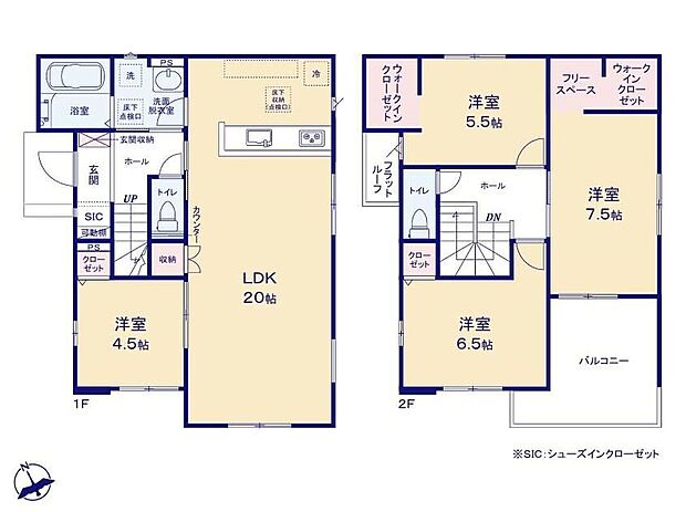 【4LDK】２階７.５帖洋室のウォークインクローゼットの隣がフリースペースになっております！収納以外にも、姿見を置けば、明日のお出掛けのお洋服を選ぶためのファッションショーが開けますね♪