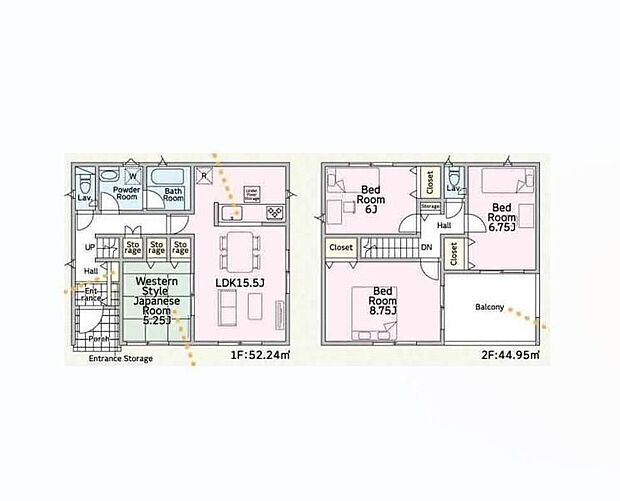 【4LDK】洋風やモダンな家に和室があるとおしゃれスタイルに変わります！普段は扉を開けてオープンに、必要な時は個室にして、柔軟性に優れた空間です！